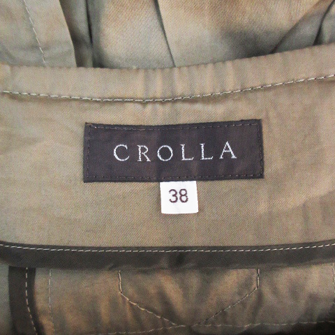 クローラ crolla ノーカラージャケット ミドル丈 七分袖 ダブルボタン 38 カーキ /FF12 レディース_画像5