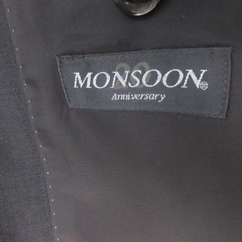 ダーバン DURBAN スーツ セットアップ 上下 ジャケット パンツ MONSOON AB4 ストライプ 背抜き 2B 黒 ブラック ウール メンズ_画像6