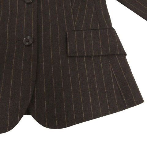 エポカ EPOCA スーツ スカートスーツ ジャケット テーラードカラー スカート ミディ丈 起毛 ウール混 ストライプ ブラウン 焦茶 茶 38_画像5