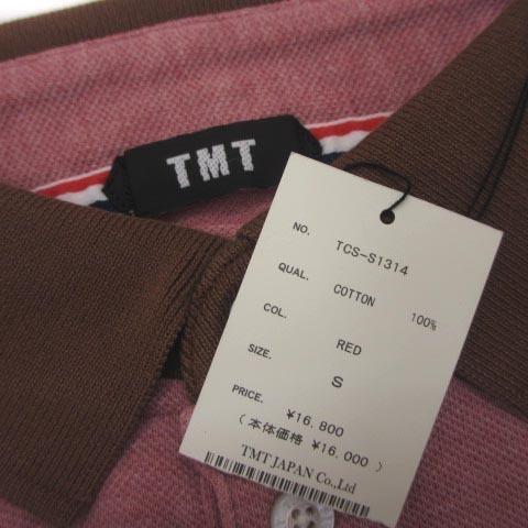 未使用品 ティーエムティー TMT タグ付き ポロシャツ 半袖 ロゴ 刺繍 ワンポイント コットン レッド 赤 S ■GY01 メンズ_画像4