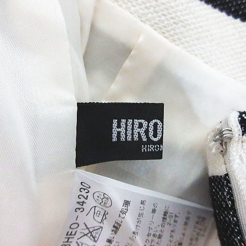  Hiroko винт HIROKO BIS юбка низ колено длина flair окантовка лен .7 слоновая кость × черный *EKM женский 