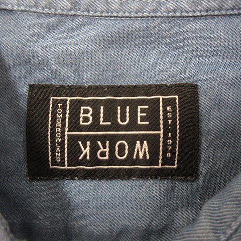 ブルーワーク BLUE WORK シャツ チェック 長袖 S 水色 ライトブルー /MN メンズ_画像5