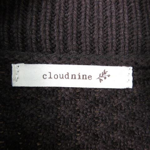 クラウドナイン cloudnine ニット セーター 異素材切替 ハイネック 毛 M~L ブラウン ブルーグレー kz6947 レディース_画像4