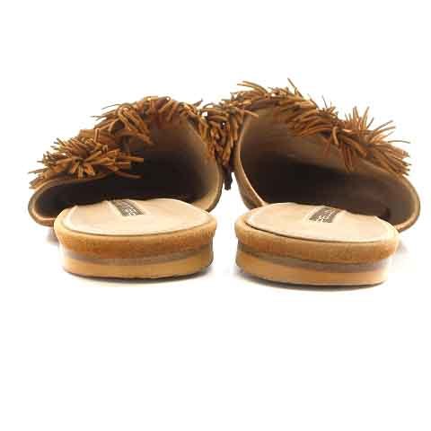  Perry koPELLICO SUNNY Magno rear MAGNOLIA mules sandals Flat suede po Inte dotu fringe 38 24.0cm~24.5cm tea 