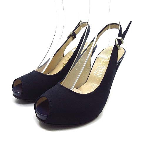 romi L ROMEERU open tu back strap pumps navy navy blue 37 approximately 23.5cm Italy made lady's 