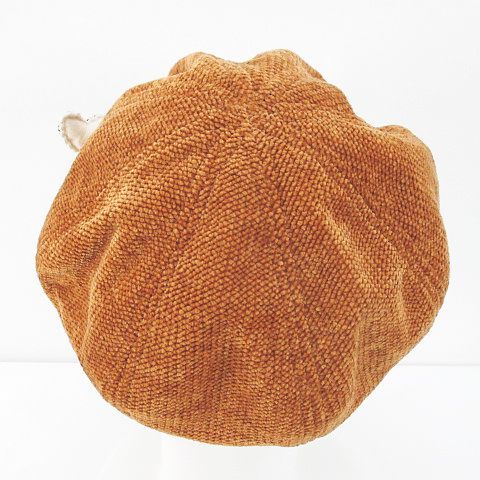 ルーベン RUBEN ベレー帽 帽子 ベロア コーデュロイ 茶系 ブラウン バッチ ベルクロアジャスター 綿 コットン 裏地 レディースの画像4
