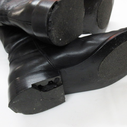  Max Mara MAX MARA long boots leather cow leather black black 36 approximately 22cm leather shoes lady's 