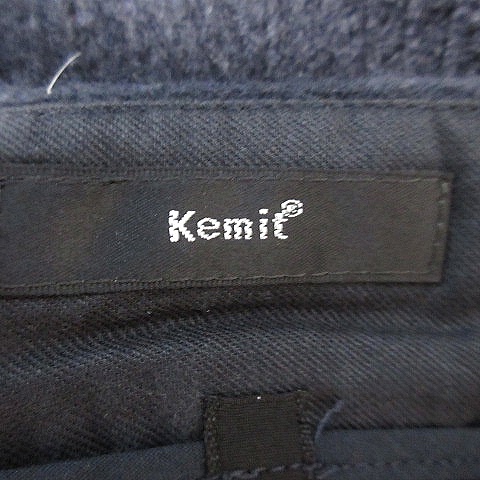 ケミット kemit パンツ テーパード タック コーデュロイ ウール 厚手 無地 紺 ネイビー ボトムス /BT メンズ_画像8