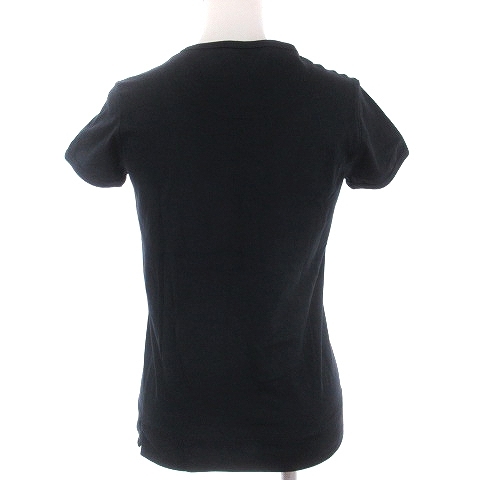 シーバイクロエ SEE BY CHLOE カットソー Tシャツ 半袖 ビッグプリント ロゴ サイドスリット コットン 38 XS位 黒 ■N0 レディース_画像3