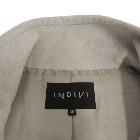 インディヴィ INDIVI コート スタンドカラー 日本製 起毛 アンゴラ混 グレージュ 38 レディース_画像9