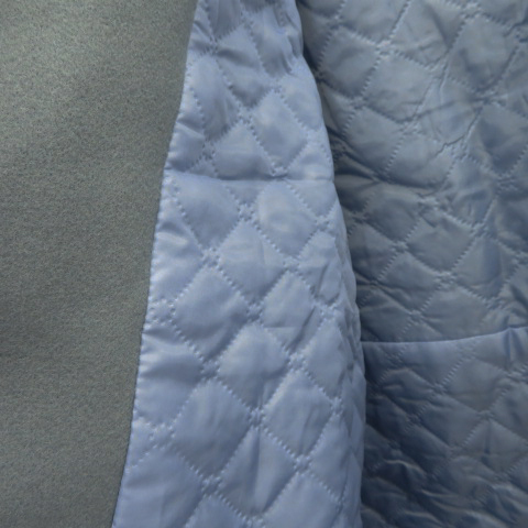 未使用品 エミプラス emi+ ノーカラーコート 中綿コート ロング丈 前開き オーバーサイズ F 青 ブルー /YK6 レディース_画像4