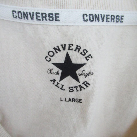 コンバース CONVERSE Tシャツ カットソー クルーネック 半袖 ロゴ刺繍 LL アイボリー /HO16 レディース_画像4