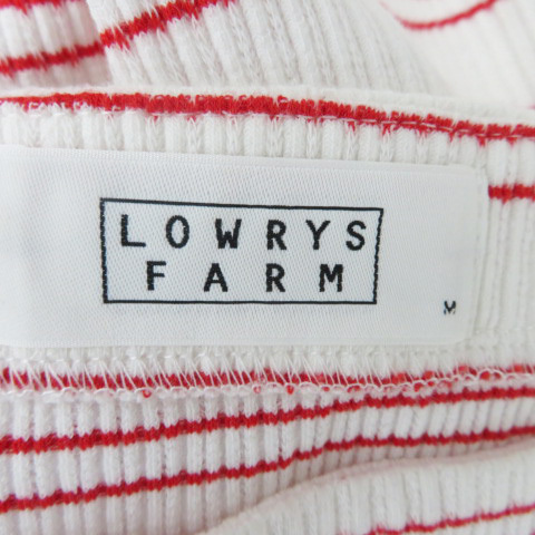 ローリーズファーム LOWRYS FARM カットソー 七分袖 スクエアネック ボーダー柄 M 白 ホワイト /YK35 レディース_画像4