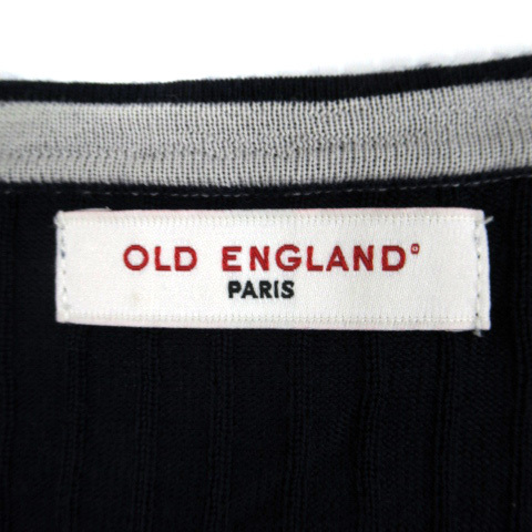 オールドイングランド OLD ENGLAND ニット カットソー 長袖 ラウンドネック リブ ウール 36 紺 ネイビー /SM36 レディース_画像4