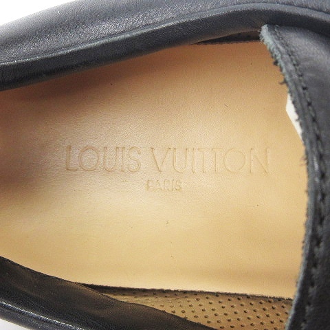 ルイヴィトン LOUIS VUITTON レザースニーカー シューズ ローカット 革靴 ロゴプレート レザー 黒 ブラック 7 25cm IBO46 メンズ_画像5