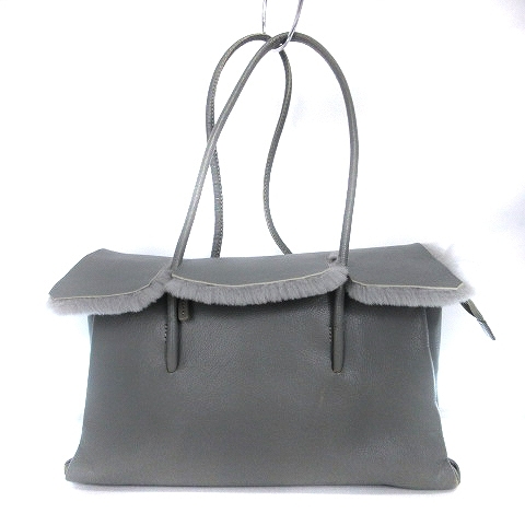 poti all POTIOR tote bag hand MOG-0133 leather .. leather gray #N0 lady's 