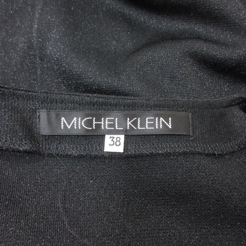 ミッシェルクラン MICHEL KLEIN カーディガン カットソー 七分袖 38 黒 ブラック /YI レディース_画像6