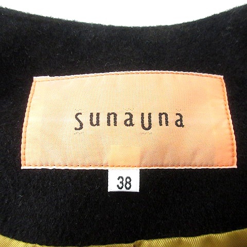  SunaUna Sunauna no color coat total lining total pattern fake leather wool 38 black black /MN lady's 