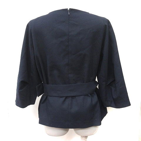  Moga MOGA shirt blouse 7 minute sleeve waist Mark 2 navy blue navy /YI #MO lady's 