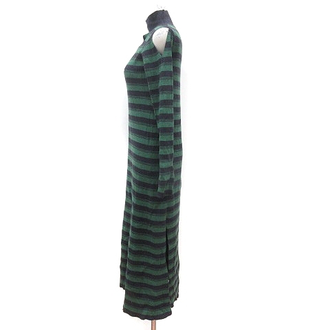  Jeanasis JEANASIS One-piece knitted long high‐necked border long sleeve open shoulder F green green /MN lady's 