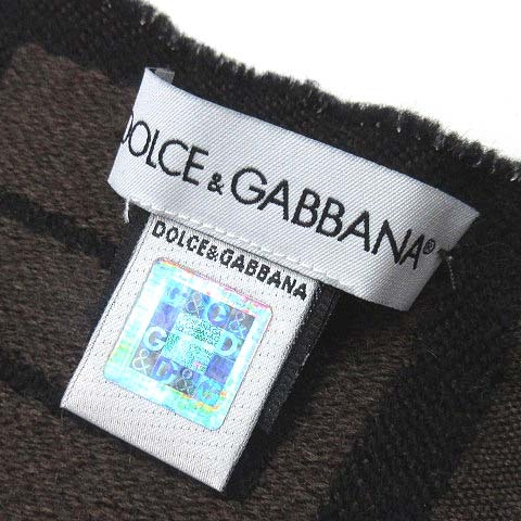 ドルチェ&ガッバーナ ドルガバ DOLCE&GABBANA ロゴ ウール マフラー ブラック ブラウン イタリア製 ☆AA★ メンズ_画像3