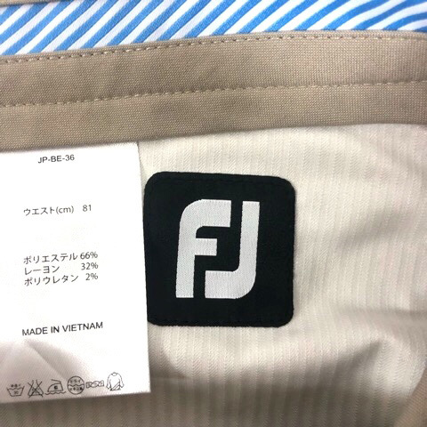 フットジョイ FootJoy パンツ ボトムス ゴルフ ストレート ワンポイント ロゴ 81 ベージュ メンズ_画像3