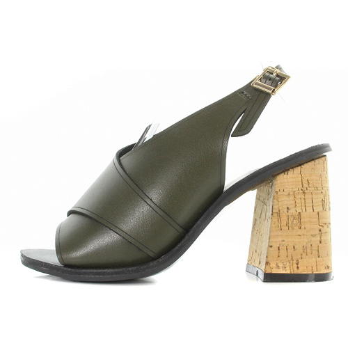  Lounie LOUNIE лодыжка ремешок высокий каблук сандалии кожа 40 24-24.5cm хаки зеленый /SR18 женский 