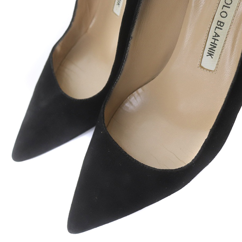 マノロブラニク MANOLO BLAHNIK スエード ポインテッドトゥ パンプス ピンヒール 38.5 25.5cm 黒ブラック /SR8 ■SH レディース_画像3