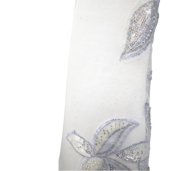 IRMA イルマ 半袖 フラワーレース アップリケ 刺繍 パーティー ドレス S ホワイト_画像4