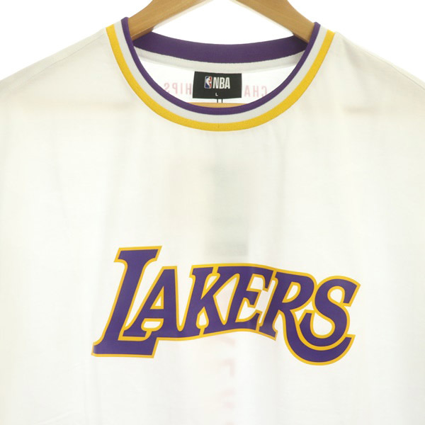 エヌビーエー NBA LOS ANGELES Lakers レイカーズTシャツ 半袖 クルーネック プリント コットン L 白 ホワイト /MY ■OS ■SH メンズ_画像4