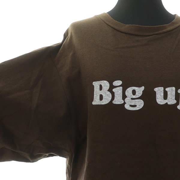 アメリカーナ AMERICANA BIG UPプリントTシャツ カットソー 半袖 クルーネック コットン 茶 ブラウン /MY ■OS レディースの画像4