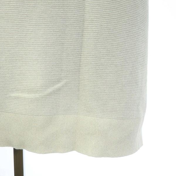  Indivi INDIVI French sleeve garter knitted cut and sewn short sleeves boat neck lame linen.38 light gray /MY #OS lady's 
