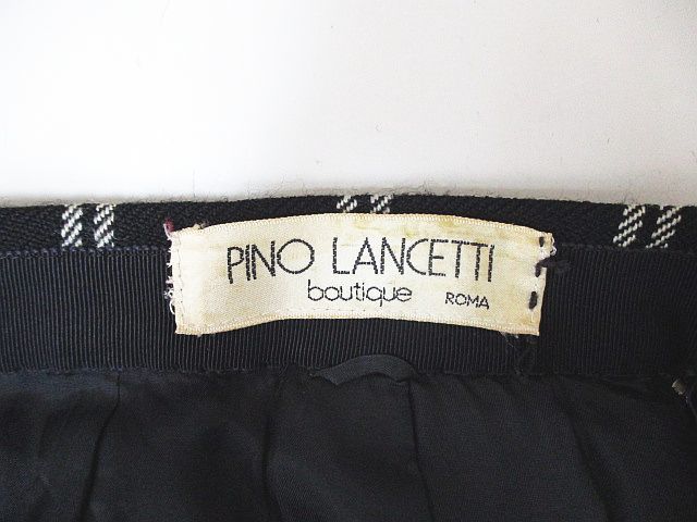 ピノ ランチェッティ PINO LANCETTI チェック柄 ロング丈 プリーツスカート 黒系 ブラック 裏地 レディース_画像3