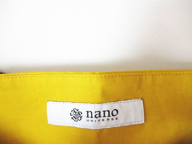 ナノユニバース nano universe 膝丈 タイトスカート 36 黄系 イエロー 無地 タック スリット レディース_画像3