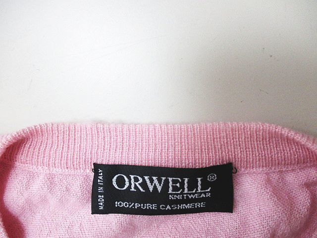 ORWELL 長袖 ニット セーター 44 ピンク 無地 リブ 透け感 カシミヤ イタリア製 レディース_画像3