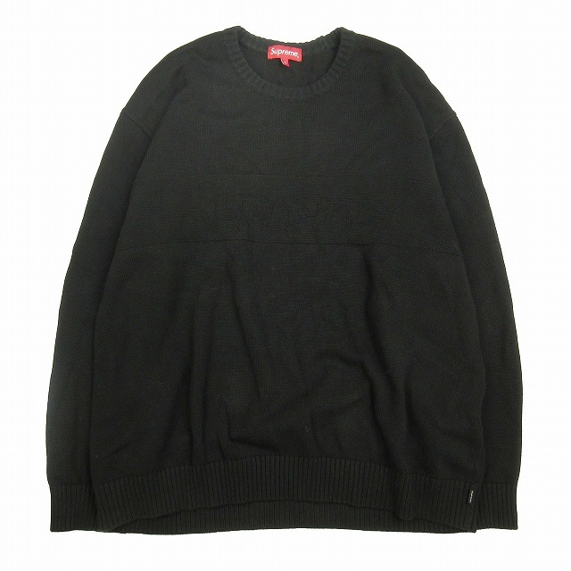 22ss シュプリーム SUPREME Tonal Paneled Sweater トーナルパネル セーター ジャガード ロゴ ニット 長袖 コットン XL 黒