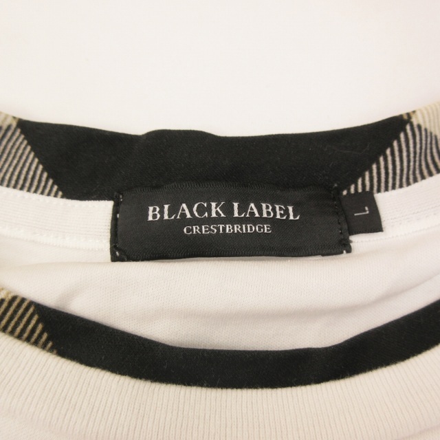 ブラックレーベルクレストブリッジ BLACK LABEL CRESTBRIDGE 美品 近年 Tシャツ カットソー クルーネック 切替 チェック 半袖 L_画像3