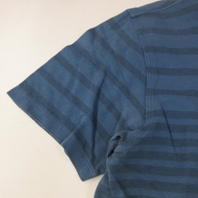 バーバリー ロンドン BURBERRY LONDON ポロシャツ カットソー ボーダー ロゴ 刺繍 製品染め 半袖 青 ブルー M 1230 メンズ_画像6