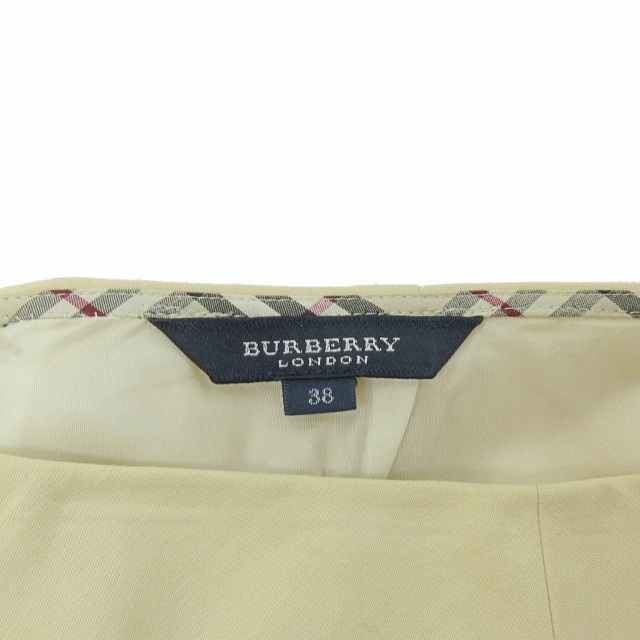 バーバリー ロンドン BURBERRY LONDON ロングスカート 切替 折り返し ノバチェック コットン ひざ丈 ベージュ 38 約M 1228 レディース_画像3