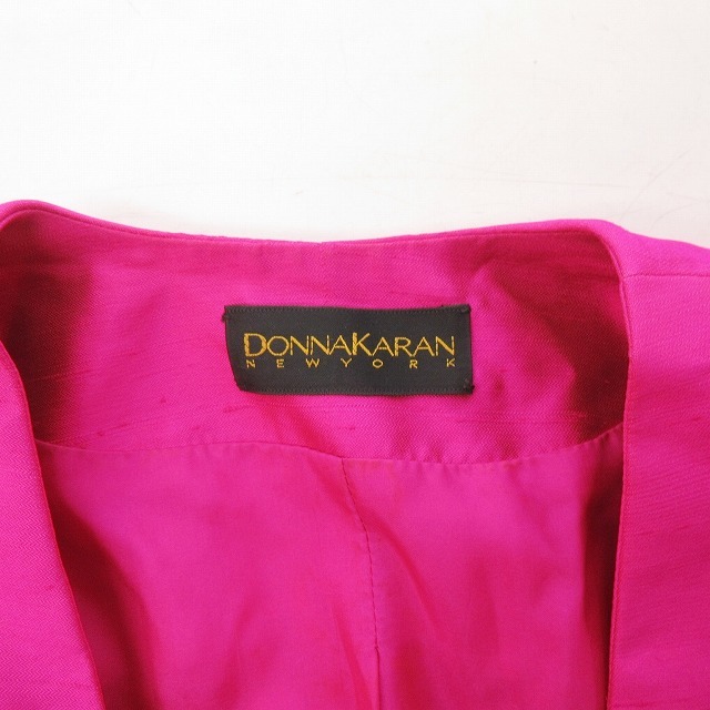 ダナキャランニューヨーク DKNY ヴィンテージ スカートスーツ 3ピースセット ジャケット インナー スカート シルク100% USA製 ピンク US4_画像3