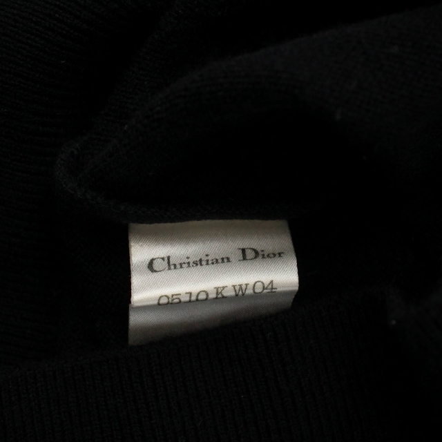 クリスチャンディオール Christian Dior ニット セーター Vネック ロゴ 刺繍 ウール 長袖 M 黒 ブラック /DK レディース_画像9