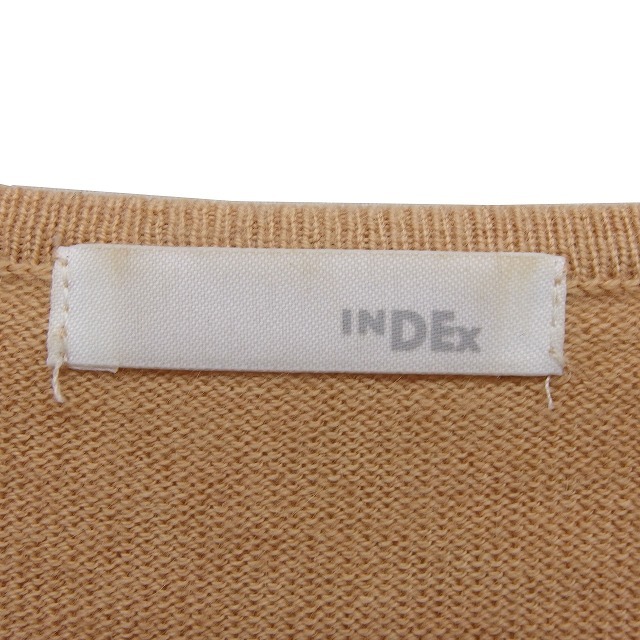 インデックス INDEX ニット セーター 丸首 長袖 無地 シンプル M ベージュ /C レディース_画像3