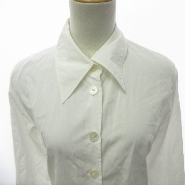エルメス HERMES ドレスシャツ ブラウス イタリア製 長袖 白 ホワイト 約S-Mサイズ 0112 IBO46 レディース_画像4