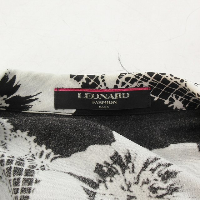 レオナール LEONARD 大きいサイズ アンサンブル テーラードジャケット カットソー 花柄 白 黒 ホワイト ブラック LL 0112 レディース_画像4
