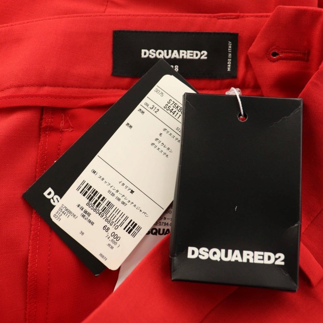 未使用品 ディースクエアード DSQUARED2 タグ付き スラックスパンツ ロールアップ センタープレス アンクル 38 S 赤 レッド_画像9