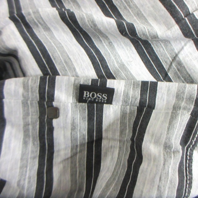 ヒューゴボス HUGO BOSS スリムフィット ポロシャツ カットソー ボーダー 柄 半袖 グレー Mサイズ 0115 IBO46 メンズ_画像6