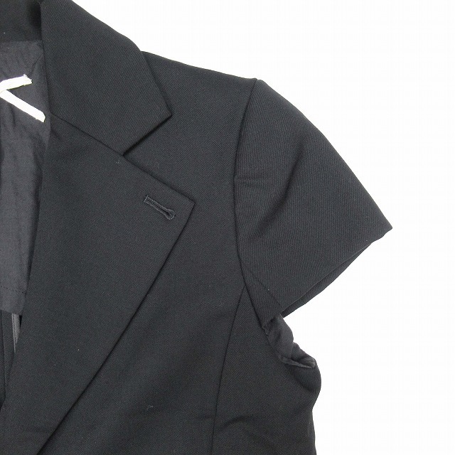 ノゾミイシグロ NOZOMI ISHIGURO ウールギャバジン 半袖 ロングジャケット コート シングル 1B ブレザー 羽織 黒 ブラック/レディース_画像4
