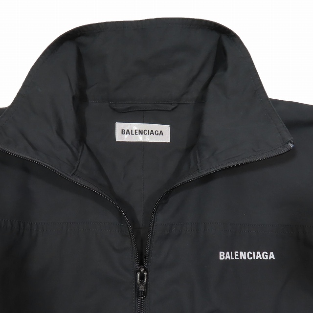 美品 19AW バレンシアガ BALENCIAGA ロゴ ジップアップ ジャケット ブルゾン アウター オーバーサイズ 黒 ブラック サイズ34 571249 TYB18_画像3