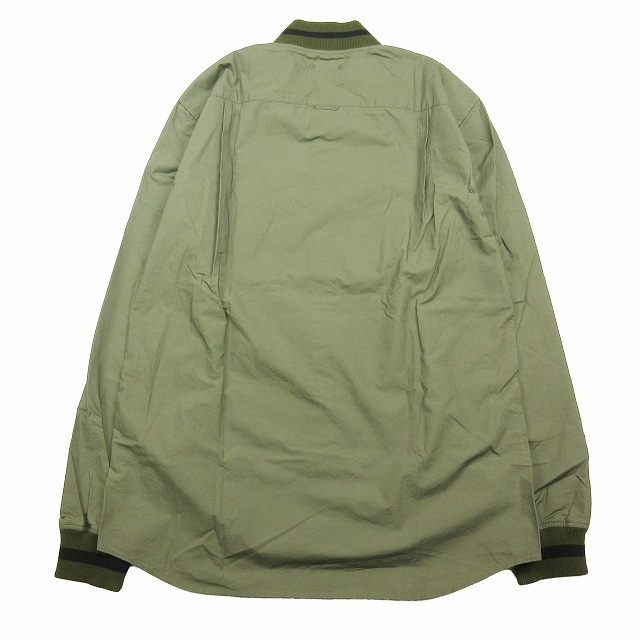 美品 20SS ソフネット SOPHNET. STADIUM SHIRT スタジアム シャツ 長袖 リブ ライン 切替 スタジャン風 カットソー ブルゾン トップス L_画像2