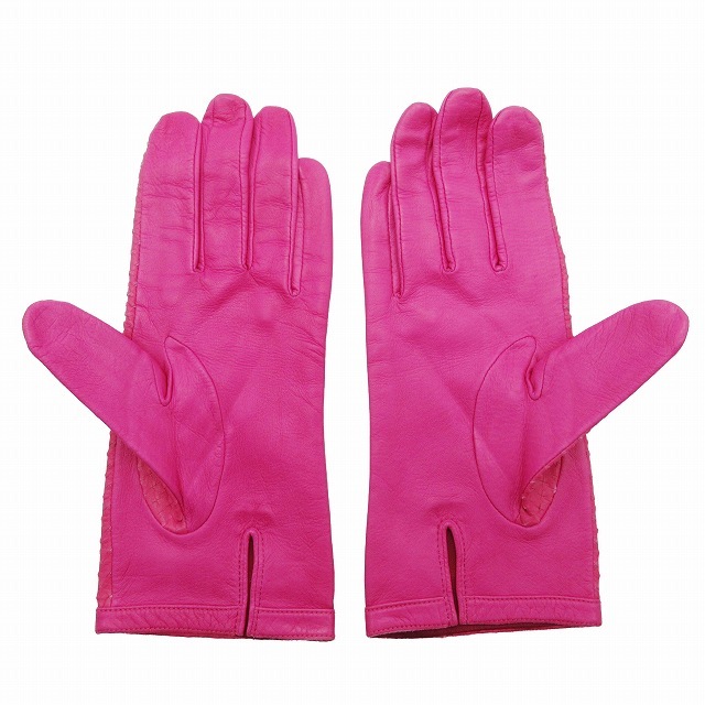  Vivienne Westwood Vivienne Westwoodo-b Logo plate equipment ornament leather glove gloves . fingers sho King pink 